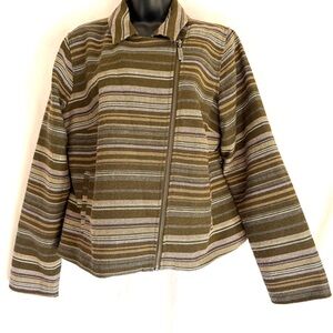 Peace Love World Striped Moto Tweed Jacket